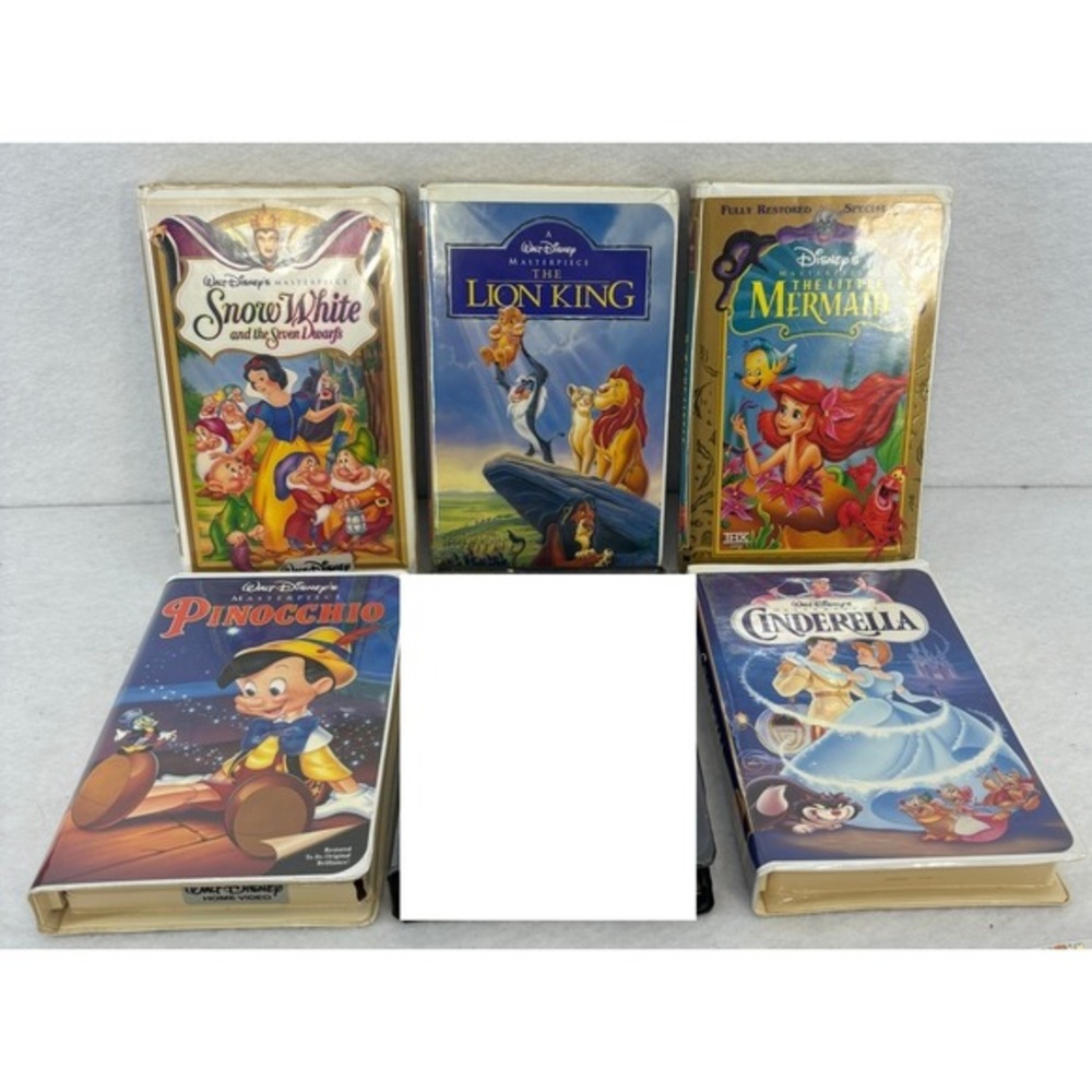 Disney VHS Movie Lot Snow White Lion King Little‎ Mermaid Pinocchio